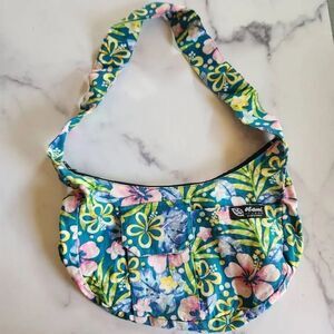 Maui Island Y2K blue pink hibiscus tropical floral shoulder bag purse